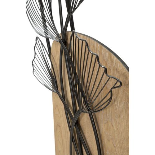 Décoration En Métal Et Bois Feuille 54, Métal, Marron, 70x3x100 Cm