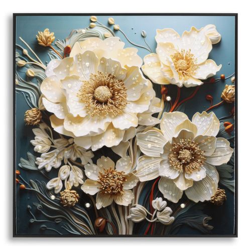 Impression Sur Toile Fleurs 71, Bois, Multicouleur, 82x4x82 Cm