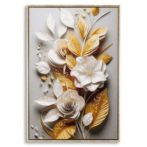 Impression Sur Toile Fleurs 72, Bois, Multicouleur, 42x3,5x62 Cm