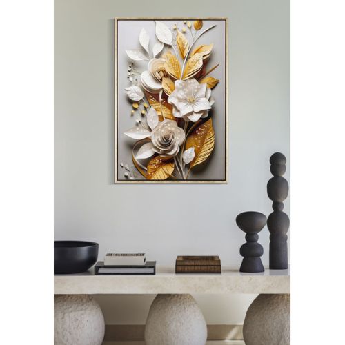 Impression Sur Toile Fleurs 72, Bois, Multicouleur, 42x3,5x62 Cm