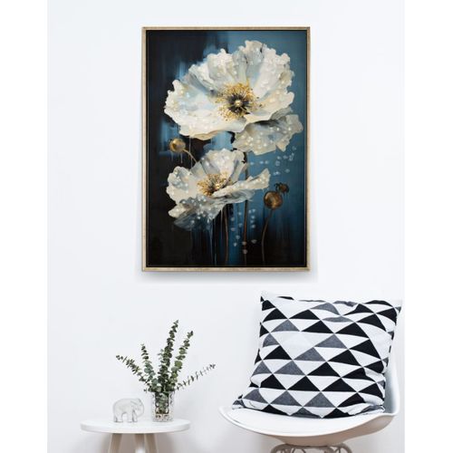 Impression Sur Toile Fleurs 73, Bois, Multicouleur, 42x3,5x62 Cm