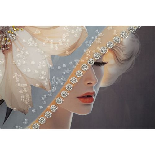 Impression Sur Toile Femme à La Fleur, Bois, Multicouleur, 62x4x92 Cm