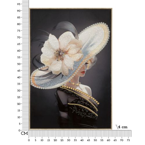 Impression Sur Toile Femme à La Fleur, Bois, Multicouleur, 62x4x92 Cm