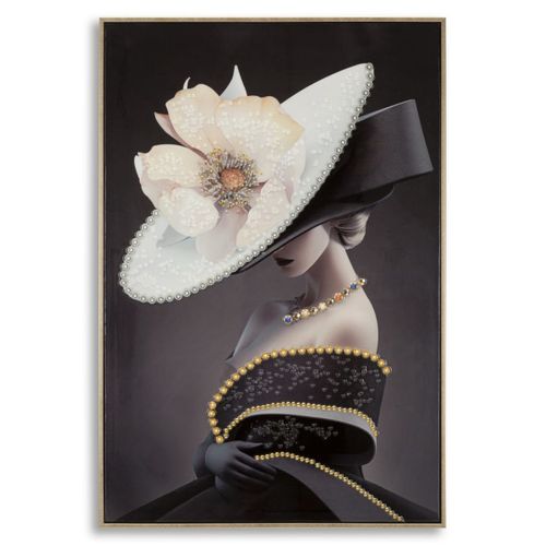 Impression Sur Toile Femme à La Fleur 1, Bois, Multicouleur, 62x4x92 Cm