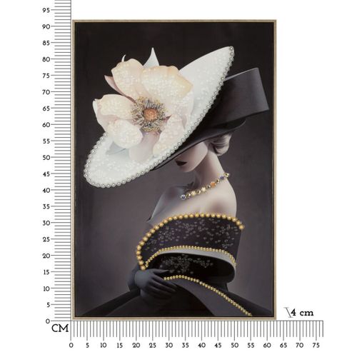 Impression Sur Toile Femme à La Fleur 1, Bois, Multicouleur, 62x4x92 Cm