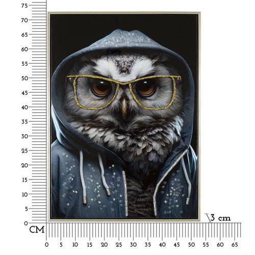 Impression Sur Toile Hibou, Bois, Multicouleur, 53x3x73 Cm