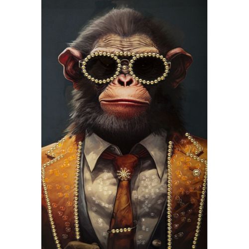 Impression Sur Toile Singe 8, Bois, Multicouleur, 52,5x2,8x72,5 Cm