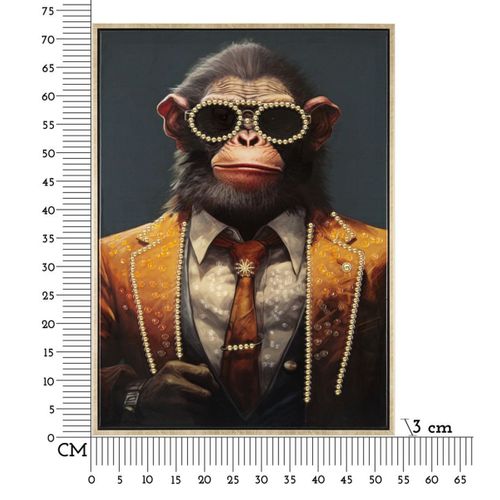 Impression Sur Toile Singe 8, Bois, Multicouleur, 52,5x2,8x72,5 Cm