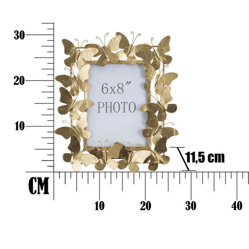 Cadre Photo Papillon 24, Métal, Or, 28x11,5x30,5 Cm