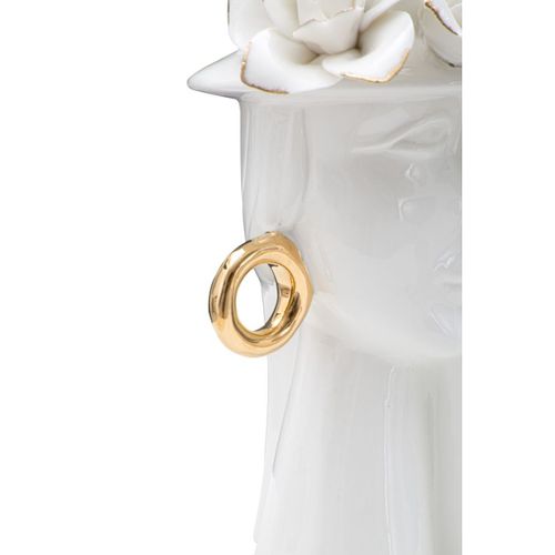 Vase Décoratif Visage 29, Porcelaine, Blanc, 15x13,3x23,5 Cm