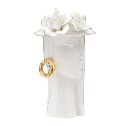 Vase Décoratif Visage 29, Porcelaine, Blanc, 15x13,3x23,5 Cm