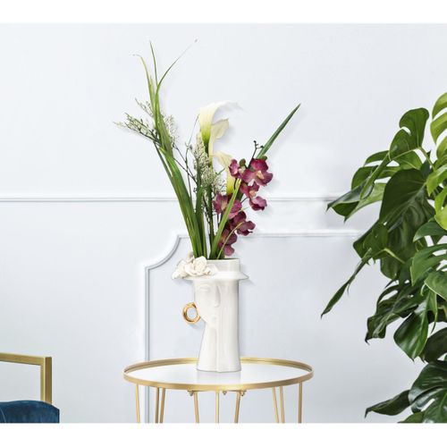 Vase Décoratif Visage 29, Porcelaine, Blanc, 15x13,3x23,5 Cm