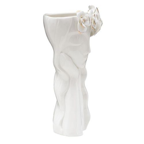 Vase Décoratif Visage 28, Porcelaine, Blanc, 14,8x13x29 Cm