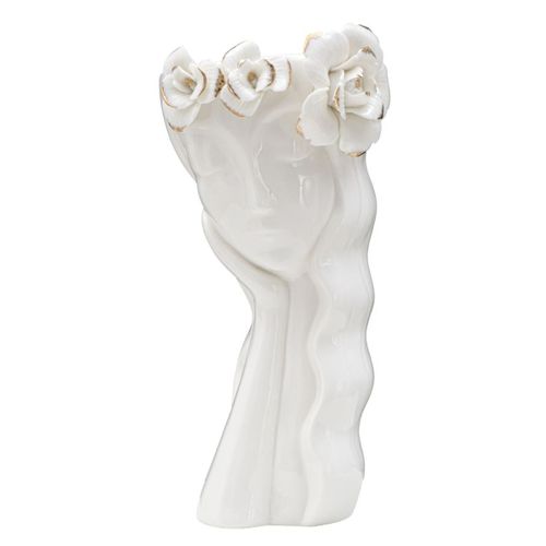 Vase Décoratif Visage 28, Porcelaine, Blanc, 14,8x13x29 Cm