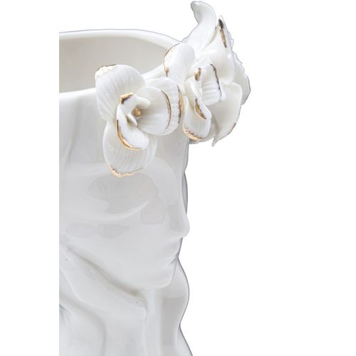 Vase Décoratif Visage 28, Porcelaine, Blanc, 14,8x13x29 Cm