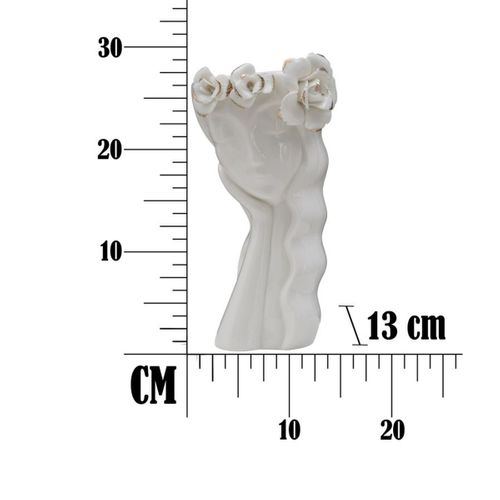 Vase Décoratif Visage 28, Porcelaine, Blanc, 14,8x13x29 Cm