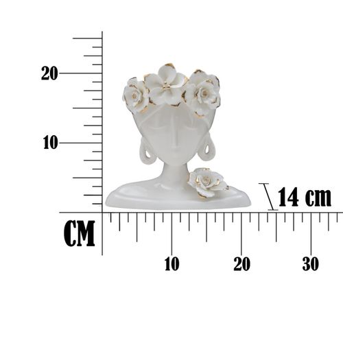 Vase Décoratif Visage 27, Porcelaine, Blanc, 21,7x14x21 Cm