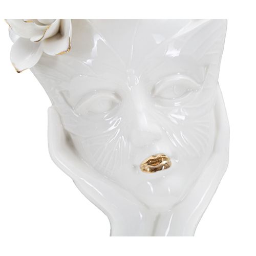 Vase Décoratif Visage 30, Porcelaine, Blanc, 16,5x14x27,3 Cm
