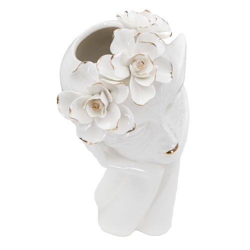 Vase Décoratif Visage 30, Porcelaine, Blanc, 16,5x14x27,3 Cm