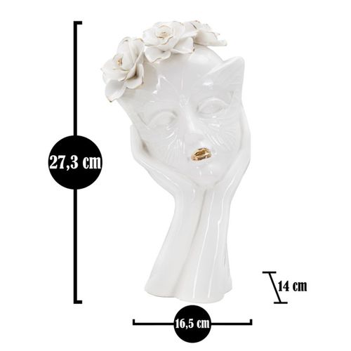 Vase Décoratif Visage 30, Porcelaine, Blanc, 16,5x14x27,3 Cm