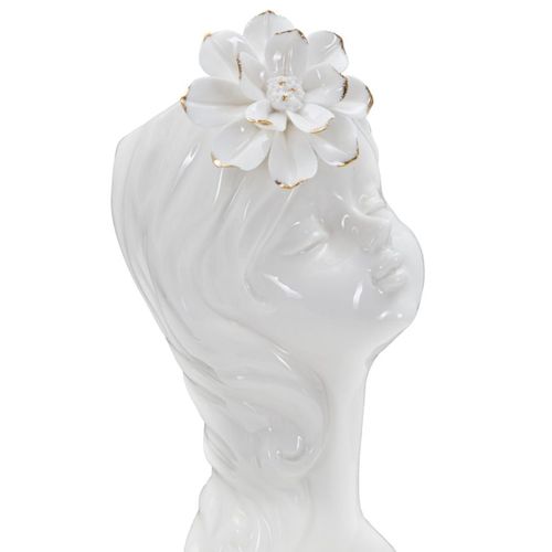 Vase Décoratif Visage 34, Porcelaine, Blanc, 10,5x10x24,7 Cm