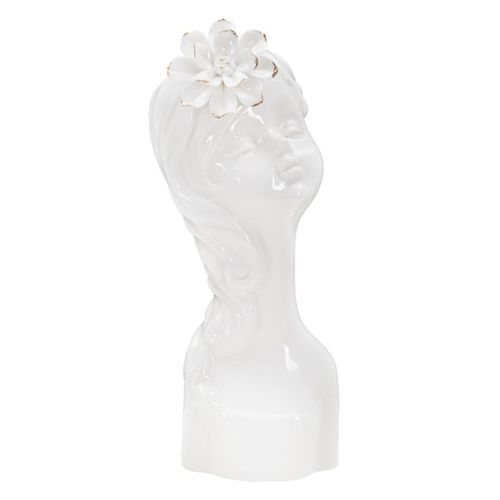 Vase Décoratif Visage 34, Porcelaine, Blanc, 10,5x10x24,7 Cm