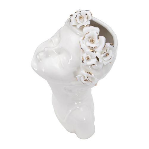 Vase Décoratif Visage 33, Porcelaine, Blanc, 10x14x26 Cm