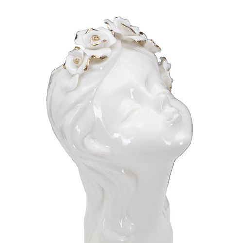 Vase Décoratif Visage 33, Porcelaine, Blanc, 10x14x26 Cm