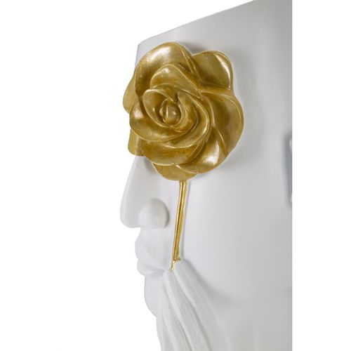 Vase Décoratif Visage 21, Polyester, Blanc, 14x13x27 Cm