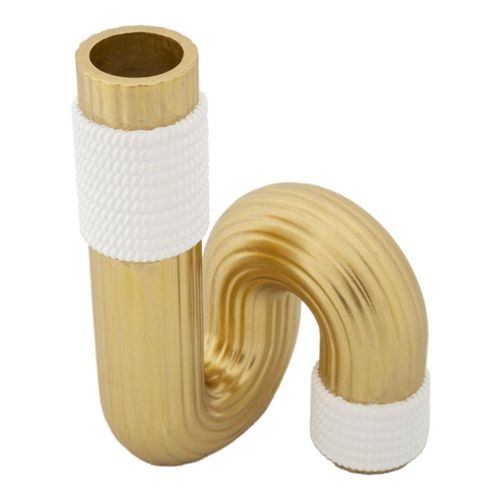 Vase Décoratif Tube, Polyester, Or, 10,7x10,7x18,3 Cm