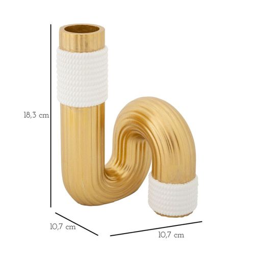 Vase Décoratif Tube, Polyester, Or, 10,7x10,7x18,3 Cm