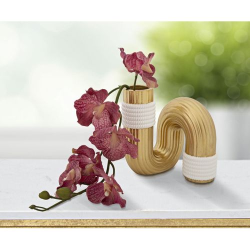 Vase Décoratif Tube 1, Polyester, Or, 10,5x10,5x12,7 Cm