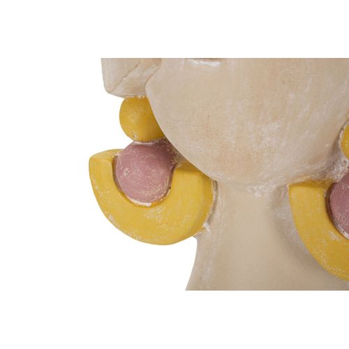 Vase Décoratif Visage 25, Polyrésine, Multicouleur, 24,5x20,5x26 Cm