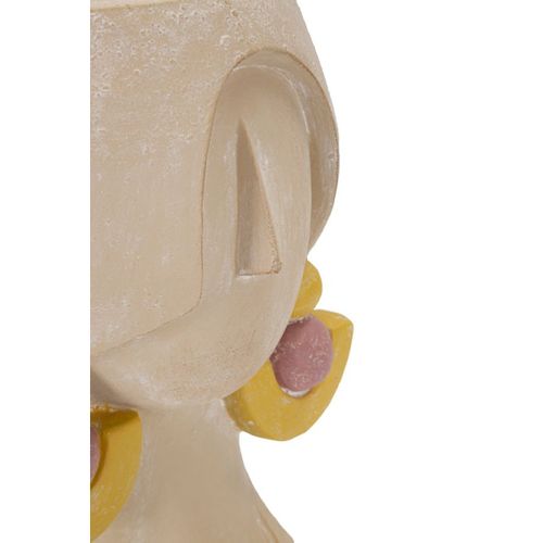 Vase Décoratif Visage 25, Polyrésine, Multicouleur, 24,5x20,5x26 Cm