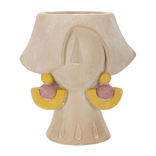 Vase Décoratif Visage 25, Polyrésine, Multicouleur, 24,5x20,5x26 Cm