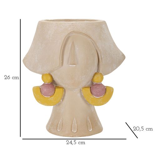 Vase Décoratif Visage 25, Polyrésine, Multicouleur, 24,5x20,5x26 Cm