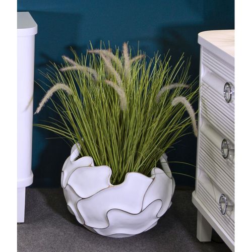 Vase Décoratif Mf658, Polyrésine, Blanc, 44x44x37 Cm