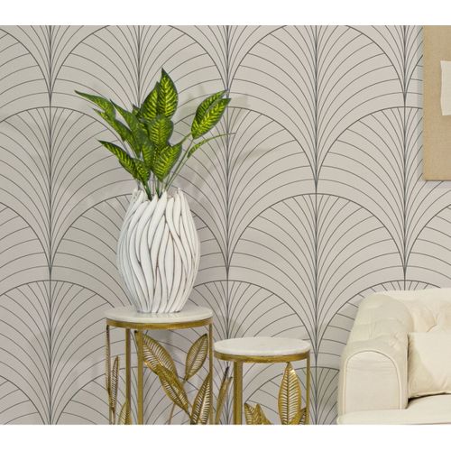 Vase Décoratif Mf668, Polyrésine, Blanc, 27x27x41,5 Cm