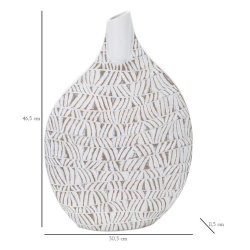 Vase Décoratif Mf671, Polyrésine, Blanc, 30,5x11,5x46,5 Cm