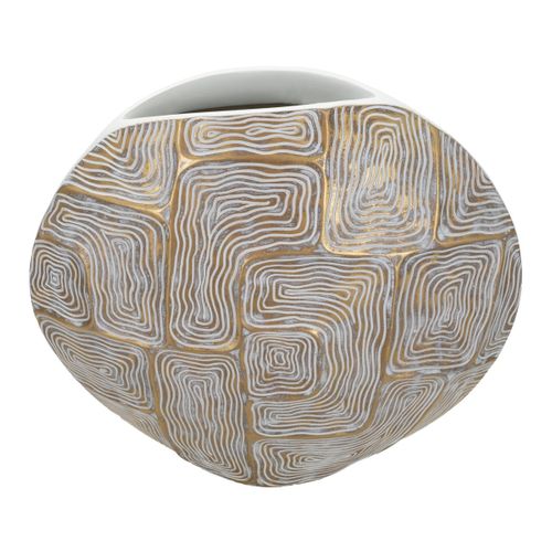 Vase Décoratif Mf681, Polyrésine, Or, 36x11x34,5 Cm