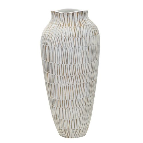 Vase Décoratif Mf666, Polyrésine, Blanc, 23x23x50 Cm