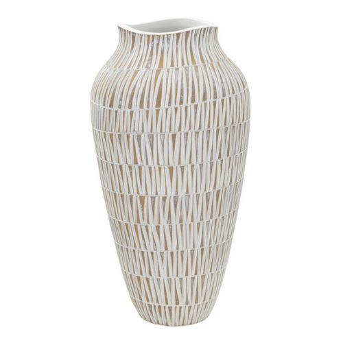 Vase Décoratif Mf676, Polyrésine, Blanc, 22x22x44 Cm