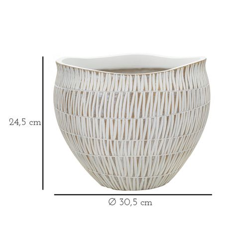 Vase Décoratif Mf669, Polyrésine, Blanc, 30,5x30,5x24,5 Cm