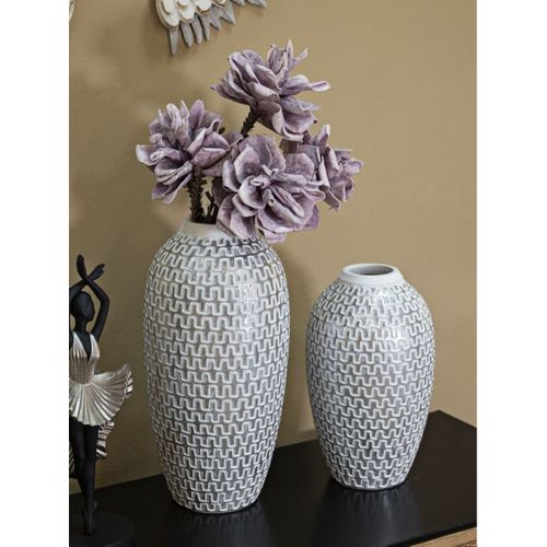 Vase Décoratif Mf675, Polyrésine, Blanc, 21x21x43 Cm