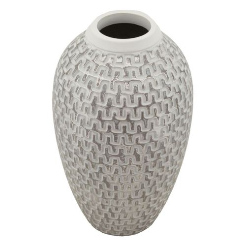 Vase Décoratif Mf682, Polyrésine, Blanc, 19,5x19,5x34 Cm