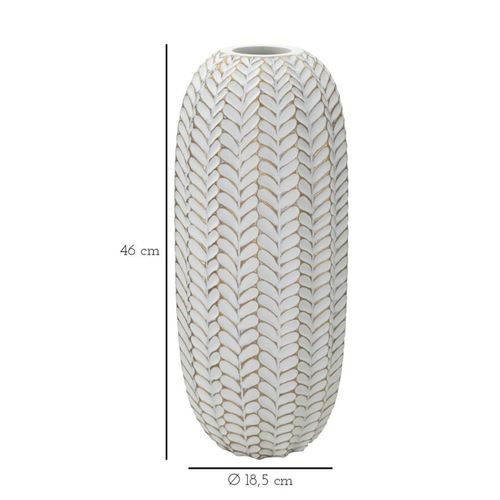 Vase Décoratif Mf673, Polyrésine, Blanc, 18,5x18,5x46 Cm