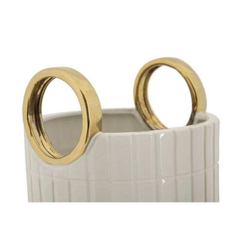 Vase Décoratif Mf648, Céramique, Blanc, 18x18x25 Cm