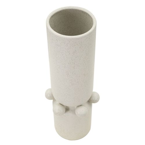 Vase Décoratif Mf638, Céramique, Beige, 15,5x15,5x41 Cm
