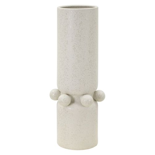 Vase Décoratif Mf638, Céramique, Beige, 15,5x15,5x41 Cm