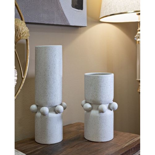 Vase Décoratif Mf638, Céramique, Beige, 15,5x15,5x41 Cm